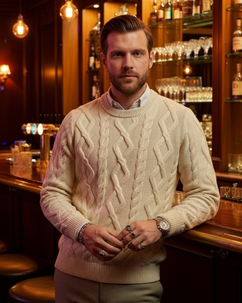 Ascot Cable Knit Sweater