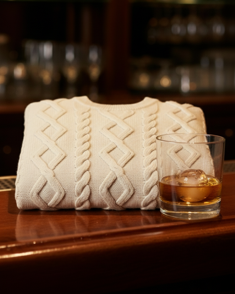 Ascot Cable Knit Sweater